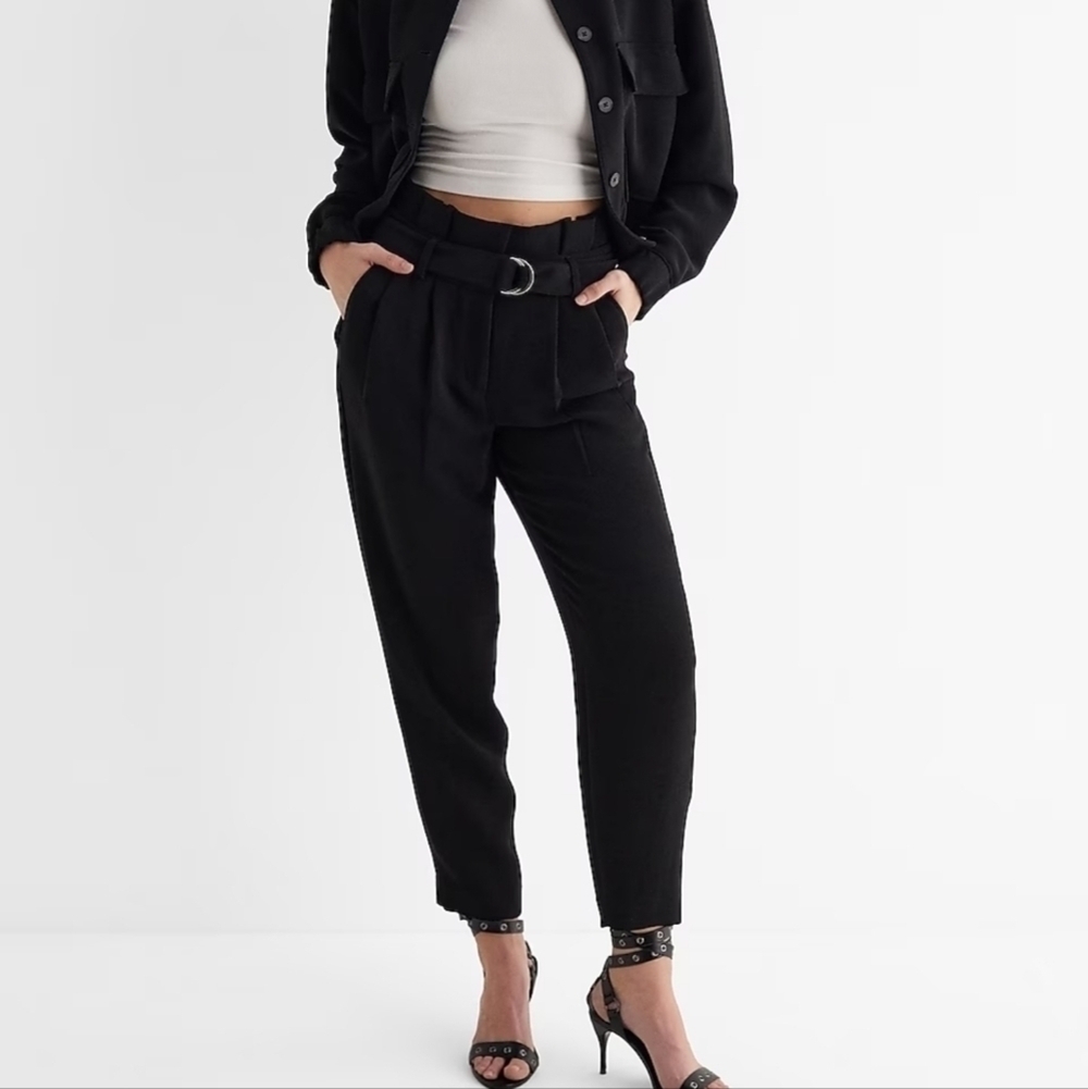 Express Ankle High Rise Black Trousers
